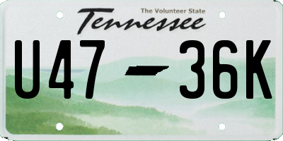 TN license plate U4736K