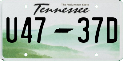 TN license plate U4737D