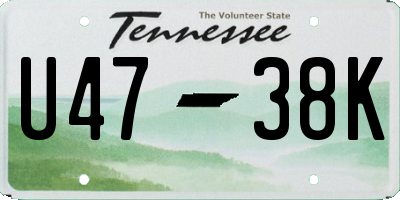 TN license plate U4738K