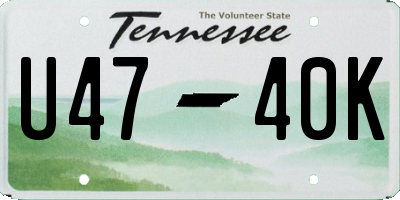 TN license plate U4740K