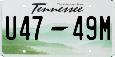 TN license plate U4749M