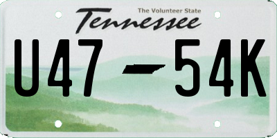 TN license plate U4754K