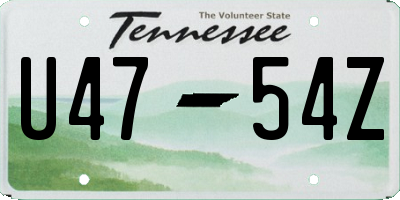 TN license plate U4754Z