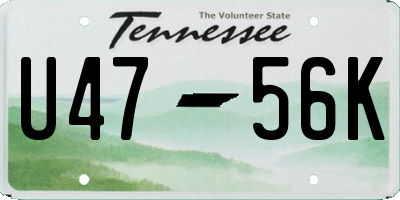 TN license plate U4756K