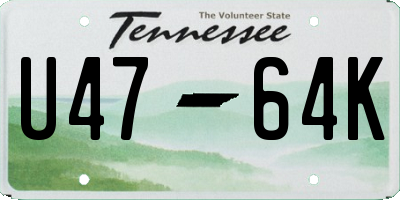 TN license plate U4764K