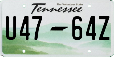 TN license plate U4764Z
