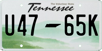 TN license plate U4765K