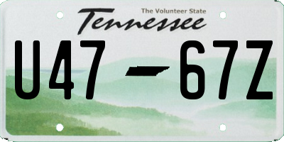 TN license plate U4767Z