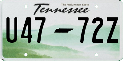 TN license plate U4772Z