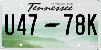TN license plate U4778K