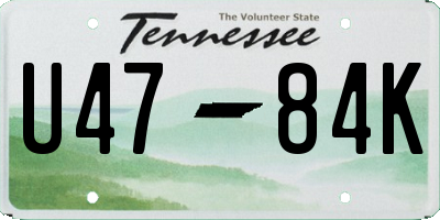 TN license plate U4784K