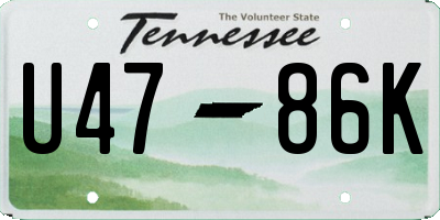 TN license plate U4786K