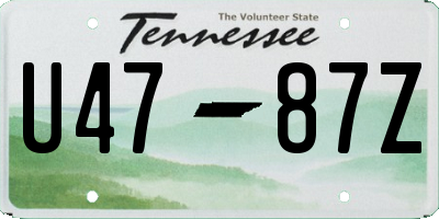 TN license plate U4787Z