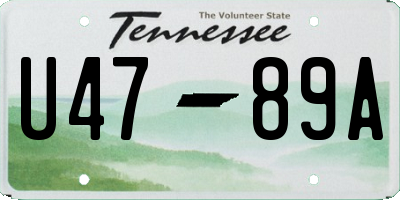 TN license plate U4789A