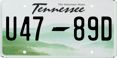 TN license plate U4789D