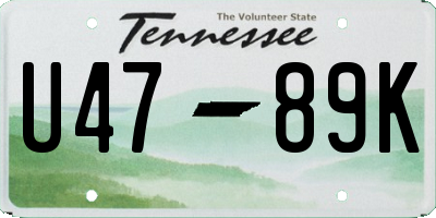 TN license plate U4789K