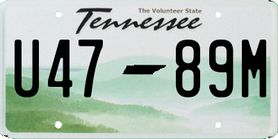 TN license plate U4789M