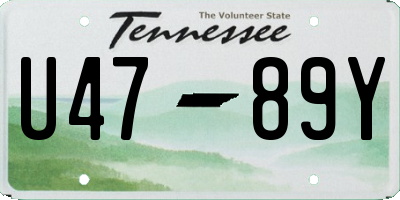 TN license plate U4789Y