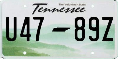TN license plate U4789Z