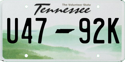 TN license plate U4792K