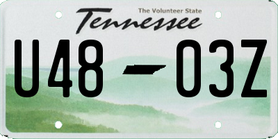 TN license plate U4803Z