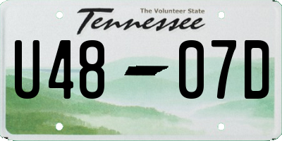 TN license plate U4807D