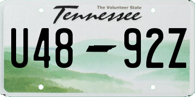 TN license plate U4892Z