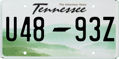 TN license plate U4893Z