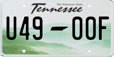 TN license plate U4900F
