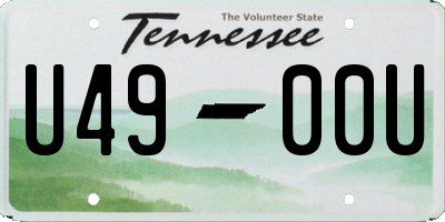 TN license plate U4900U