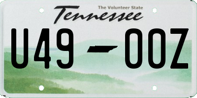 TN license plate U4900Z