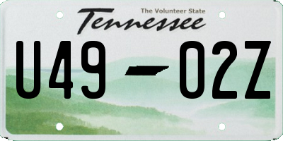 TN license plate U4902Z