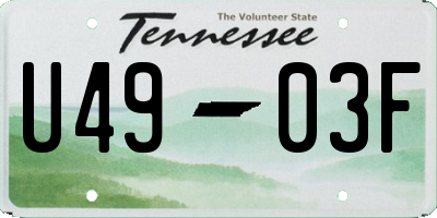 TN license plate U4903F