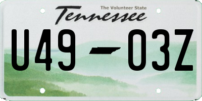 TN license plate U4903Z