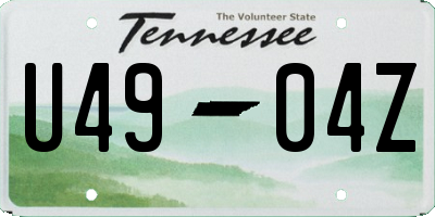 TN license plate U4904Z