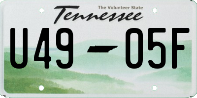 TN license plate U4905F