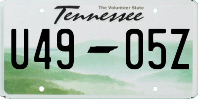 TN license plate U4905Z