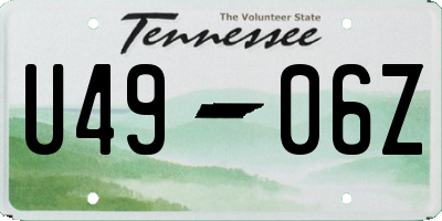 TN license plate U4906Z