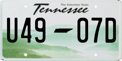 TN license plate U4907D