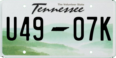 TN license plate U4907K