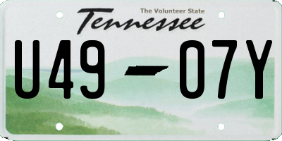 TN license plate U4907Y