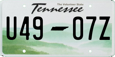 TN license plate U4907Z
