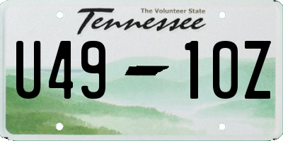 TN license plate U4910Z
