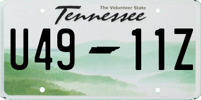 TN license plate U4911Z