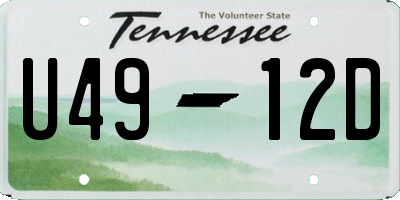 TN license plate U4912D