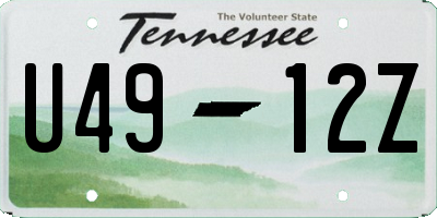 TN license plate U4912Z