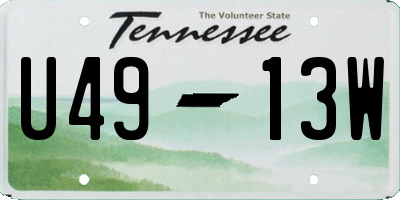 TN license plate U4913W