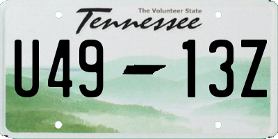 TN license plate U4913Z