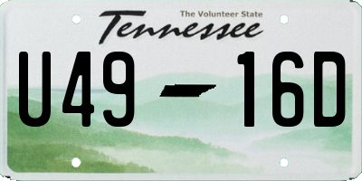 TN license plate U4916D