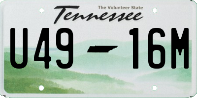 TN license plate U4916M